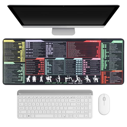 Excel/Word/Power Point/Windows Mouse Pad Set,Non-Slip&Waterproof,Extended Large XL Cheat Sheet Gaming Mousepads for Desk,Stitched Edge Rubber Sole for Home Office(31.5"X 11.8")