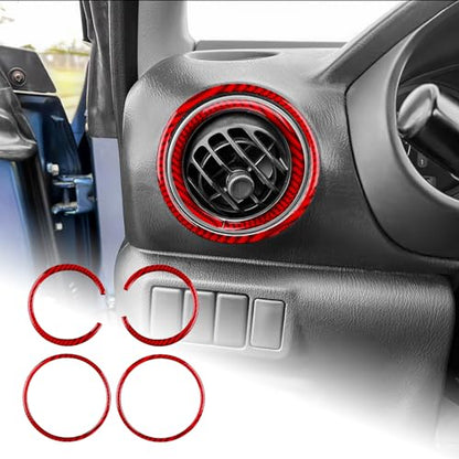 AIRSPEED for Subaru Impreza 2005 2006 2007 Air Vent Outlet Ring Cover Carbon Fiber Center Console Interior Trim Accessories, Red - color: Side Air Outlet Ring Red