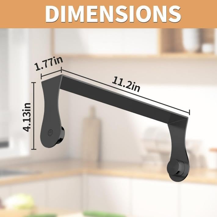Paper Towel Holder Under Cabinet, Stainless Steel, Wall Mount, Black Adhesive Paper Roll Holder for Kitchen and Bathroom - color: Black