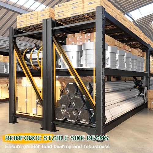 Bepatio 77" W Garage Shelving Storage Shelves, 3 Tier Metal Shelving Unit Heavy Duty for Storage, Adjustable Black Shelves for Commercial, Industrials, Garage, Basement, 6600lbs,77.2" W*23.7" D*66.2”H - size: 77.2"W x 23.7"D x 66.2"H, 3-Tier