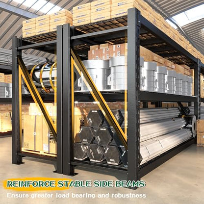 Bepatio 77" W Garage Shelving Storage Shelves, 3 Tier Metal Shelving Unit Heavy Duty for Storage, Adjustable Black Shelves for Commercial, Industrials, Garage, Basement, 6600lbs,77.2" W*23.7" D*66.2”H - size: 77.2"W x 23.7"D x 66.2"H, 3-Tier