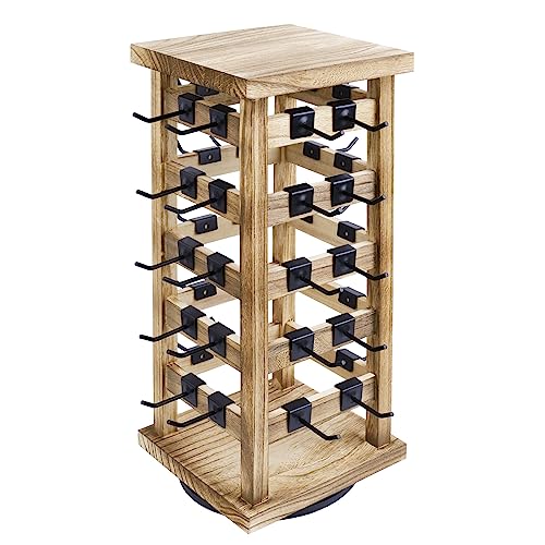 Ikee Design Wood Rotating Jewelry Display, Removable 42 Hooks Earring Display Stand, 5 Bars Earring Organizer Stand, Oak Color - color: 4 side, Oak, 42 hooks
