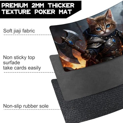 Playmat for MTG Samurai Cat Magic Play Mat 24x14 Inch Card Game Mat for Magic The Gathering TCG PTCG Playmat with Free Storage Bags Non-Slip Backing and Stitched Edge - color: Samurai Cat No With Zones