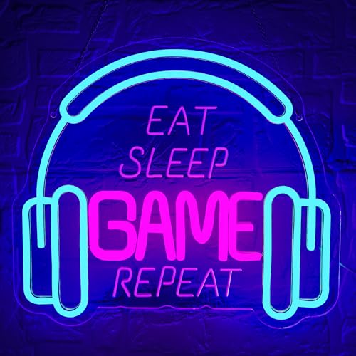 Game Neon Signs for Wall Decor Gaming Lights Headset Gamer Room Decor Gaming LED Neon Light Sign Dimmable Game Wall Decor for Boys Bedroom Video Gaming Gifts for Gamers Teen Men Size 13.8*12.2in(P029) - color: Game Perfect
