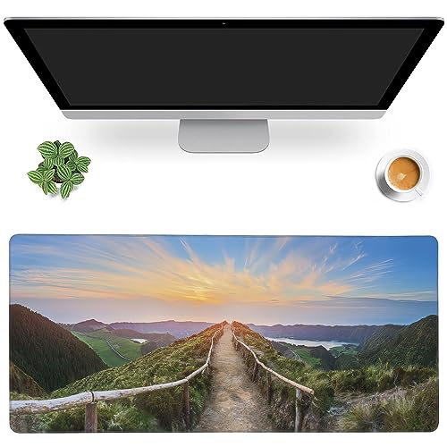MIOAOSRT Mouse Pad,Mountain Landscape Ponta Delgada Extended Gaming Mouse Pad,Large Non-Slip Rubber Base Mousepad with Stitched Edges,Waterproof Mouse Mat Desk Pad for Office Game Home 35.4x15.75 in - color: Mountain Landscape