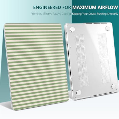 DONGKE Compatible with MacBook Pro 16 Inch Case (2026-2021 Release, M5 M4 M3 M2 M1 Pro/Max Chip), Plastic Hard Shell with Keyboard Cover & Screen Protector for MacBook Pro 16", Green Stripes - color: Green Stripes
