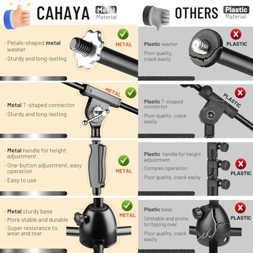 CAHAYA Tripod Microphone Stand: Boom Arm One-Button Release Floor Mic Stand Portable with Carrying Bag and 2 Mic Clips for Singing Performance Wedding Stage Meeting Live CY0362 | Microphone Stand Portable with Carrying Bag 2 Mic Clips Max Height 65.3" for