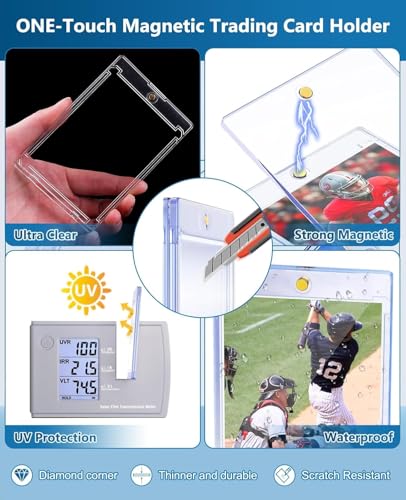 25ct Magnetic Card Holders: 35 pt Magnetic Cards Case for Trading Cards, U-V Protection Hard Plastic Card Protectors for Sports, Baseball, Game, Standard Display - size: 25 Pack
