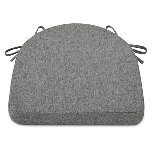 Shinnwa Kitchen Chair Cushions, Non-Slip Dining Chair Cushions with Ties and Machine Washable Cover, 17 x 16.5 x 2in, Dark Grey - color: Dark Grey