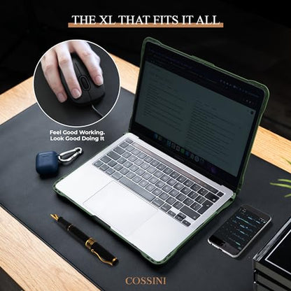 Cossini XL Desk Pad - Large Vegan Leather Desk Mat 17 x 36- Buttery Smooth Writing, Damage Blocking, Non-Slip, Waterproof - Home Office Computer Desk Protector Blotter Laptop Keyboard Mouse Pad - color: Black