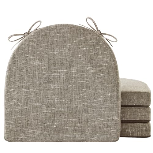 IPYNBAP Chair Cushions for Dining Chairs, Kitchen Chair Cushions, 16'' x 16'' x 2'', Non Slip Indoor Seat Cushions, Chair Pads for Dining Chairs with Ties & Removable Cover, Set of 4, Khaki - color: Khaki, size: 4 Count(Pack of 1)