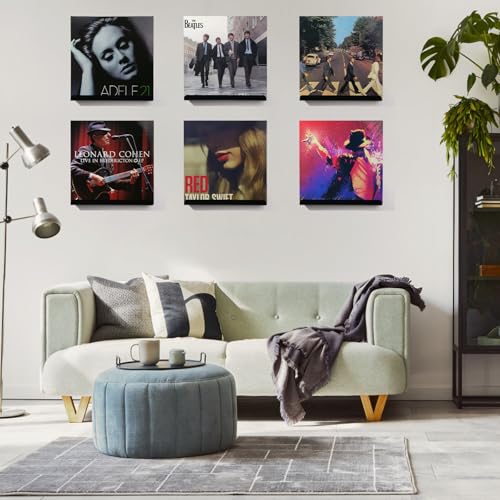 Meaocer Vinyl Record Shelf Wall Mount, 6 Pack 12 inch Black Acrylic Album Record Holder Display, Kids Bookshelf, Floating Wall Shelves for Bathroom, Bedroom, Living Room, Kitchen, Office - color: Black-6pcs