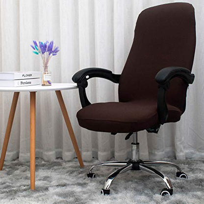 Melaluxe Office Chair Cover - Universal Stretch Desk Chair Cover, Computer Chair Slipcovers (Size: L) - Coffee - color: Coffee, size: Large Chair Cover