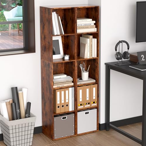 Cube Storage Organizer, 5 Cube Retro Bookshelf, Freestanding 5 Tier Open Shelf, Rustic Brown Retro Shelves for Home Office, Bedroom, Living Room, Study - color: Rustic Brown, size: 5-Cube