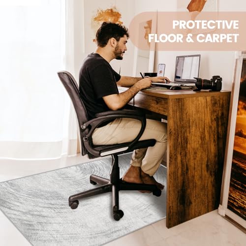 Office Chair Mat for Hardwood Floor, Anti Slip Hi-Q Desk Chair Mat for Hardwood & Low-Carpeted Floors, Easy to Clean Computer Floor Mat Protector Rug for Gaming Rolling Chair on Hard Wood Floors - color: B, size: 48" x 36"