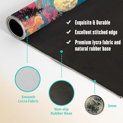 Extended Gaming Mouse Pad, Large Mouse Mat 3 mm Nature Rubber Base Mousepad with Stitched Edges, Non-Slip Desk Mat for Office Home Great Gift 31.5x11.8 Inch (Starry Forest 1) - color: Starry Forest 1