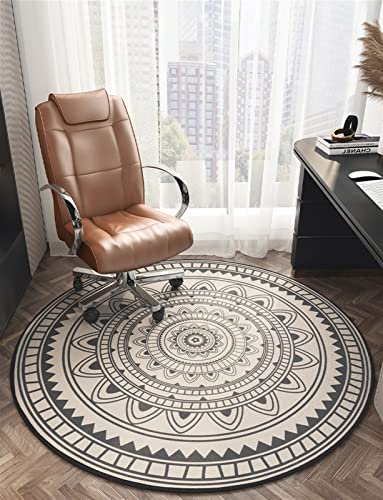 Round Office Chair Mat for Hardwood Floor Computer Gaming Rolling Chair Mat Floor Protector Mat Desk Rug Wood Tile Protection Mat for Office Home, Beige, Diameter 48" - color: Beige, size: Diameter 48"