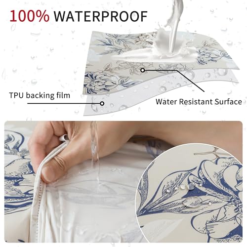 Waterproof Office Chair Cover with Armrest Cover 18Inch Wide Stretch Printed Floral Small Desk Computer Chair Covers with Long Zipper Arm Slipcovers Washable - color: Waterproof-elegant Flowers, size: Small