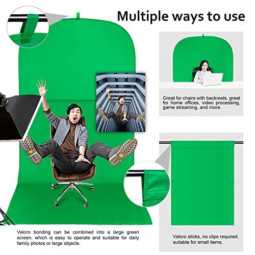 Portable Green Screen Chair, 59 in Greenscreen Backdrop with Stand Double Sided Foldable Green Background, Chroma Key, for Video Chats and Meetings, Photography, Photo Zoom, Streaming Games