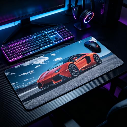 31.5x11.8 Inch Non-Slip Long Extended Large Gaming Mouse Pad with Stitched Edges XL Laptops Keyboard Mouse Mat(Lambo) - color: Lambo