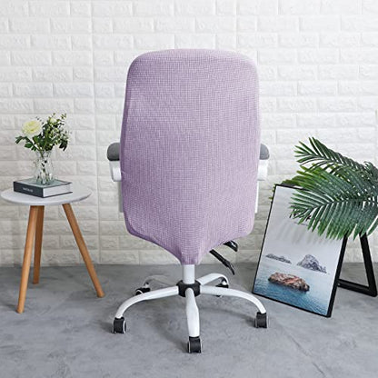 FORCHEER Office Chair Cover Water Repellent Jacquard Armrest Swivel Chair Slipcovers Removable Stretch Universal Computer Chair Cover L with Chair Arm Cover 2P-Purple - color: Purple, size: Large+Chair-Arm Cover