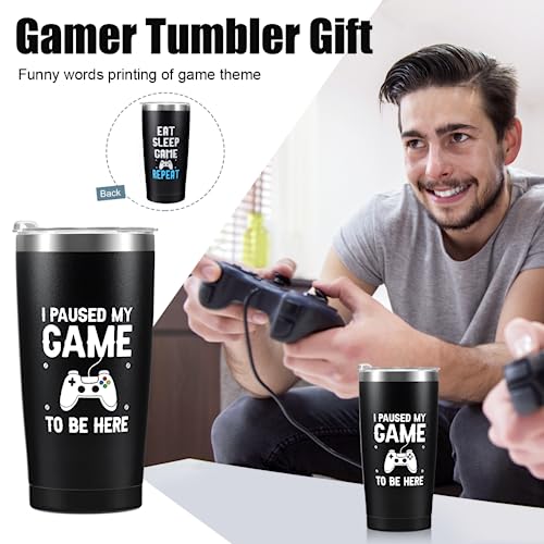 Easter Basket Stuffers Essentials Gamer Gifts for Men Boyfriend Teenage Boy Birthday Gifts Box Year Old Kids Son Game Room Decor Christmas Gaming Gift for Him Man Video Game Lover Gamer Tumbler+Pillow
