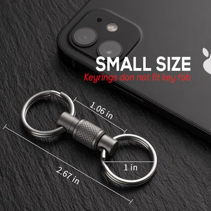 FEGVE Titanium Quick Release Swivel Keychain, Pull Apart Detachable Keychain Heavy Duty Car Key Holder with Key Rings - color: Grey 1 Pack
