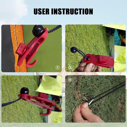 Tarp Clips Clamps Heavy Duty Lock Grip with Bungee Cords, Shark Shade Cloth Backdrop Tent Large Clip with Hook Accessories for Garden Outdoor Pool Cover Tarp Tie Downs Canvas Solar RV Awning