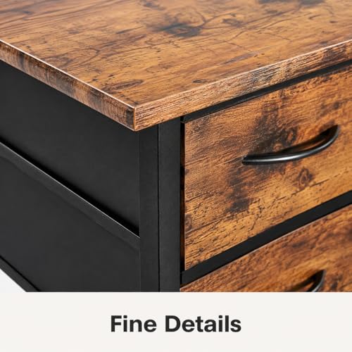 SUMELL 55 Inch Computer Desk with 4 Drawers, Rustic Brown Home Office Desk with Mesh Shelf for Gaming, Study, and Writing Workstation