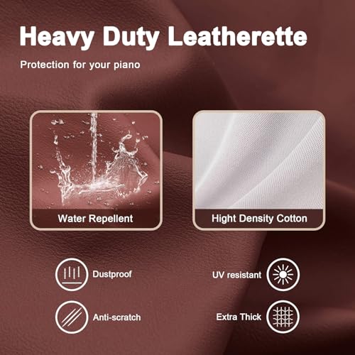 Explore Land 88 Keys Digital Piano Dust Cover with Music Stand Opening and Pockets - Waterproof Leatherette Electronic Keyboard Cover Fits for Most Piano(Burgundy) - color: Burgundy