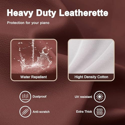 Explore Land 88 Keys Digital Piano Dust Cover with Music Stand Opening and Pockets - Waterproof Leatherette Electronic Keyboard Cover Fits for Most Piano(Burgundy) - color: Burgundy