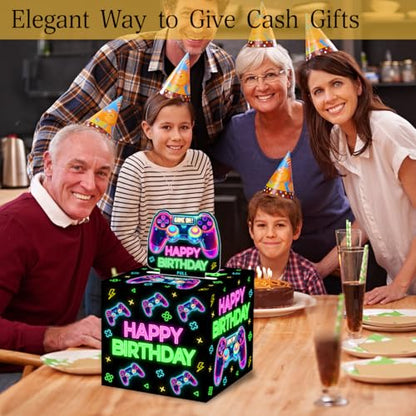 Neon Game Birthday Money Gift Boxes for Cash, Video Game Birthday Money Pull Box for Boys Girls - color: Neon Game