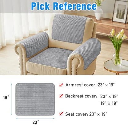 Couch Arm Covers, Sofa Arm Covers, Waterproof Armrest Cover for Sofa, Armchair, Loveseat, Headrest Cover, Non-Slip Recliner Arm Cover, Arm Chair Covers Set of 2 (Gray, 23"×19") - color: Grey, size: 23" x 19" - 2 pcs