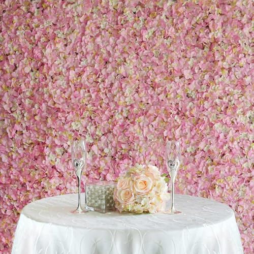 Efavormart 11 Sq ft. | Pink/Cream UV Protected Hydrangea Flower Wall Mat Backdrop - 4 Artificial Panels - color: Pink