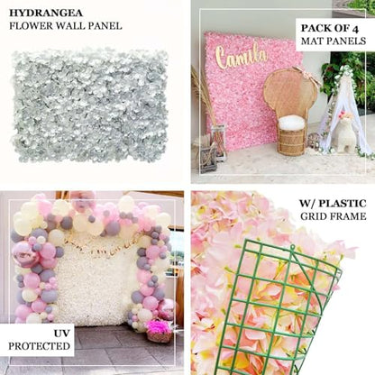 Efavormart 11 Sq ft. | Pink/Cream UV Protected Hydrangea Flower Wall Mat Backdrop - 4 Artificial Panels - color: Pink