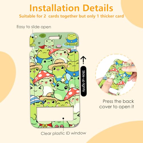 Frog Badge Holder with Lanyard, Cute Frogs ID Badge Holder with Retractable Reel Clip and Keychain for Animal Lover, Vertical Identity Card Cover Case Protector for Women Nurse Teacher - color: Frog-green