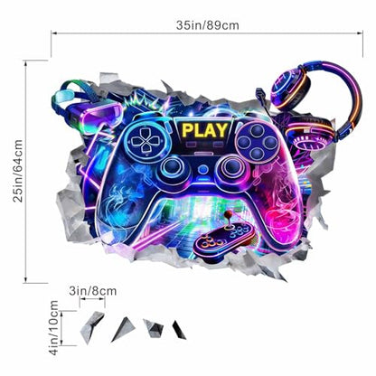 Game Wall Decals for Boys Bedroom: Gamer Theme Peel and Stick Removable Wall Stickers Boys Room Vinyl Decor Set for Boy Ages 1-12 Years