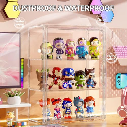 Clear 3 Tiers Acrylic Display Case for Figures Collectibles 1 Pack Wall Mounted Hobby Figurine Display Case with Shelves, Display Shelf Storage Box for Action Figures, Car Model - size: XL-1 Pack