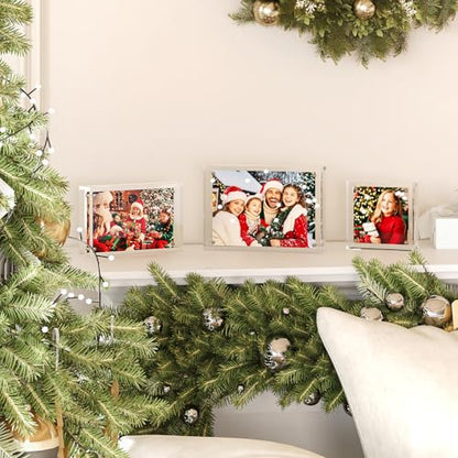 Egofine 8x8 Acrylic Frame 6 Pack, 20mm Thicker Frameless Clear Picture Frame, Double Sided Magnetic Picture Frame, Free Standing Desktop Display - color: 6, size: 8x8