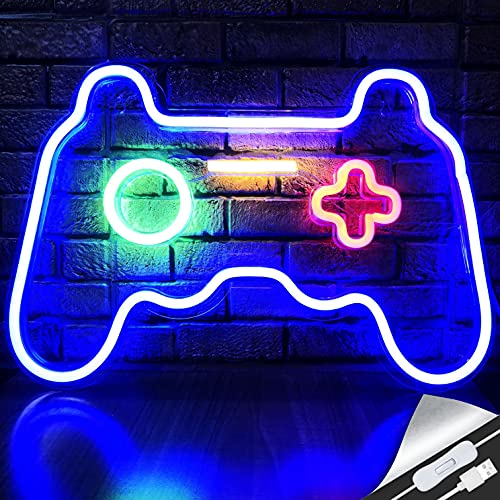 LED Neon Gaming Sign - Gamepad Shape Light for Teen Boys' Game Rooms, Bedrooms - Gamer Gift, Gaming Room Décor and Accessories