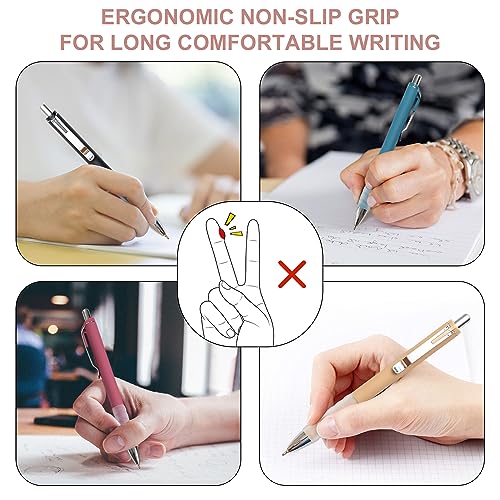 Linbsunne Ballpoint Pens Black Medium Point 1mm Pen with Super Soft Grip Ball Point Pen for Men Women Retractable Pens (silver-12 pcs) - color: silver-12 pcs