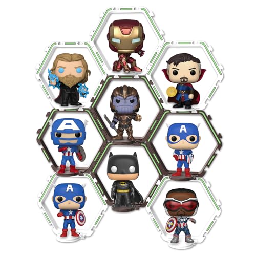 YODAR 9 PCS Riser Display Shelf for Funko POP Figures Collectibles, Floating Shelves Display Ledge for Organizer and Decoration, Display Stands Showcase, Glowing at night