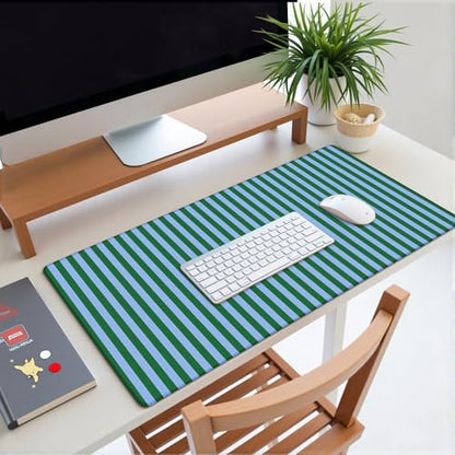 Green Teal Striped Desk Mat Cute Pastel XXL Large Gaming Mouse Pad Desk Pad Kawaii Aesthetic Home Office Decor Cozy Keyboard Laptop Computer Mat - color: A6- Green Teal