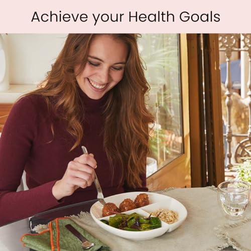 Uba Portion Control Plate (PORCELAIN) for Adults for Healthy Diet (White, 1)