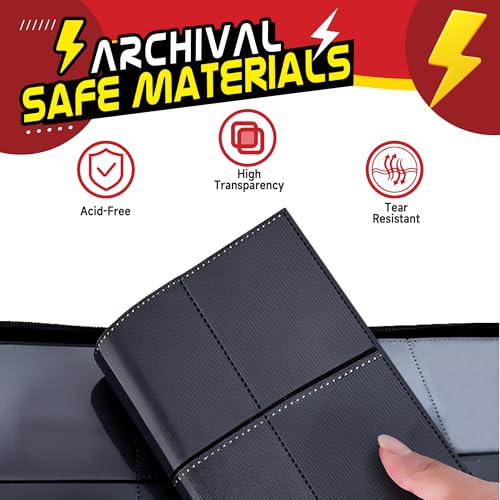 Trading Card Binder 4 Pocket,400 Pocket Card Collection Binder with 50 Removable Sleeves,PU Waterproof Top Card Book,3-Ring Zipper Collectible Trading Card Album for MTG/TCG/Card Holder Gift（Red） - color: Red, size: Small
