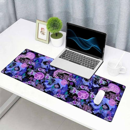 Mouse Pad Gaming, Large XXL Mouse Pads, Non-Slip Rubber Base Mousepad, Keyboard Mouse Mat Desk Pad with Stitched Edges, 31.5x11.8 inch Bright Psychedelic Skulls - color: Bright Psychedelic Skulls, size: 31.5L x 11.8W inches
