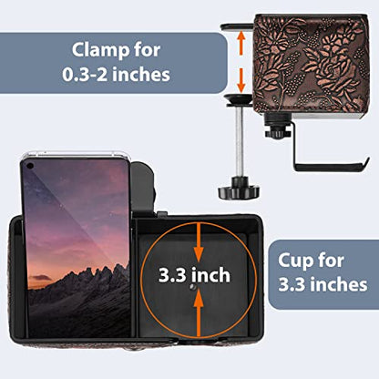 Desk Cup Holder Clip on Pen Holder Headphone Hanger Headset Stand Rotatable Clamp Hook Under Desk (Golden) - color: Golden