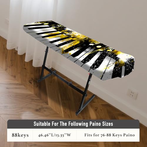 Nuxovilar Stretchy 88 Keys Keyboard Piano Dust Cover, Dust - Proof Elastic Milk Silk with Ink - Splashed Black & White Keys Art for Digital Pianos - color: WP99297-A