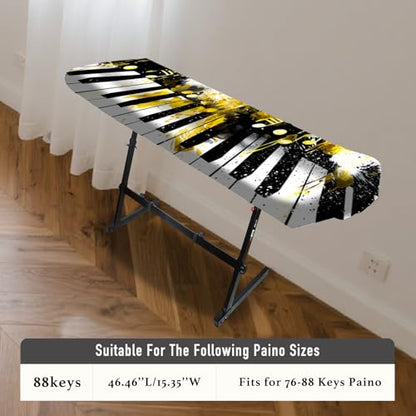 Nuxovilar Stretchy 88 Keys Keyboard Piano Dust Cover, Dust - Proof Elastic Milk Silk with Ink - Splashed Black & White Keys Art for Digital Pianos - color: WP99297-A