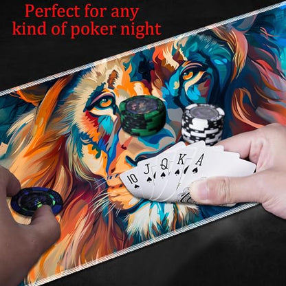 MTG Playmat, Smooth Surface Game Play Pad MTG TCG 24 x 14 inch with Storage Bag, Non-Slip Mouse Pad Card Fighting Game, Painted Lion - color: Painted Lion